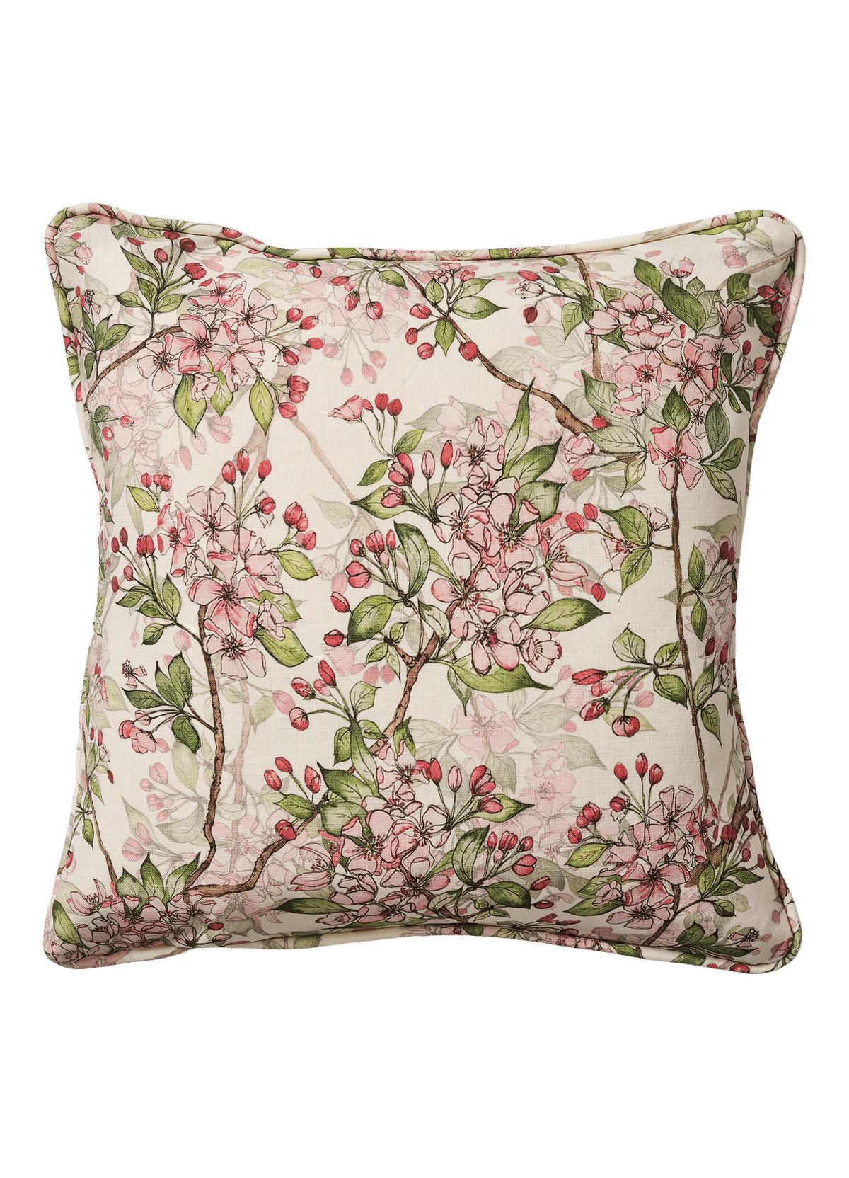 Square Cherry Blossom Cushion with Piping