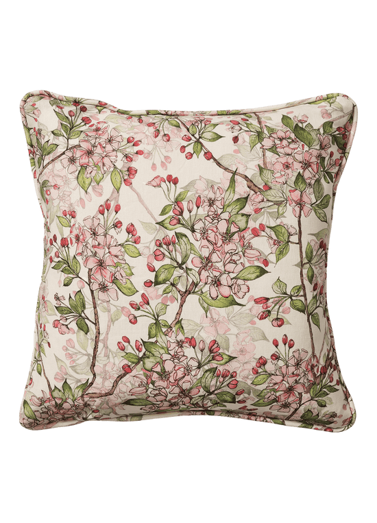 Square Cherry Blossom Cushion with Piping