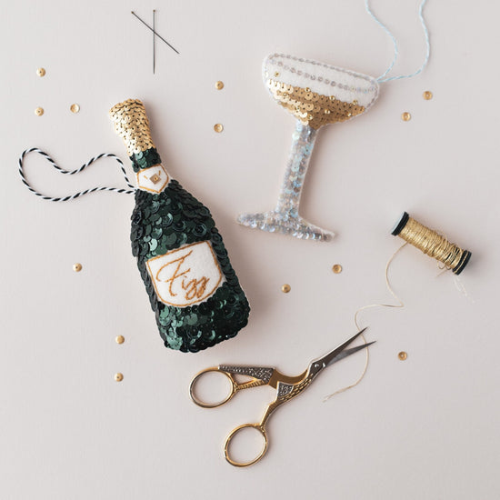Green Fizz Sequin Ornament Set