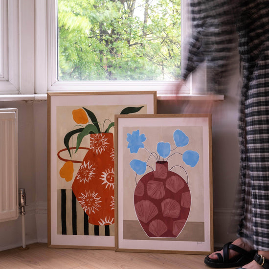 Blue Flowers In Shell Vase Print