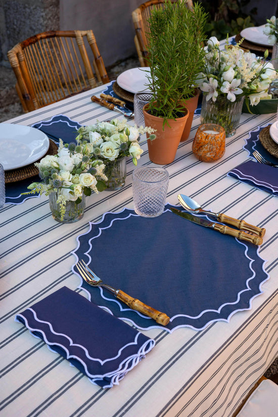 Navy Placemat, Blue with White