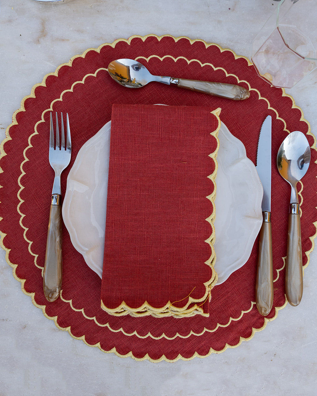 Filipa Napkin, Dusty Pink with Yellow