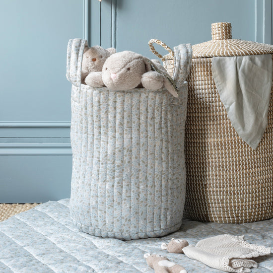 Large Quilted Storage Basket - Nature Trail / Stripe