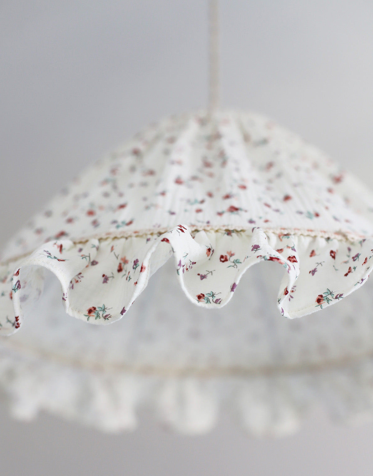 Emilia Conical Pendant Light with Ruffle in ‘Tiny Flowers’ Print
