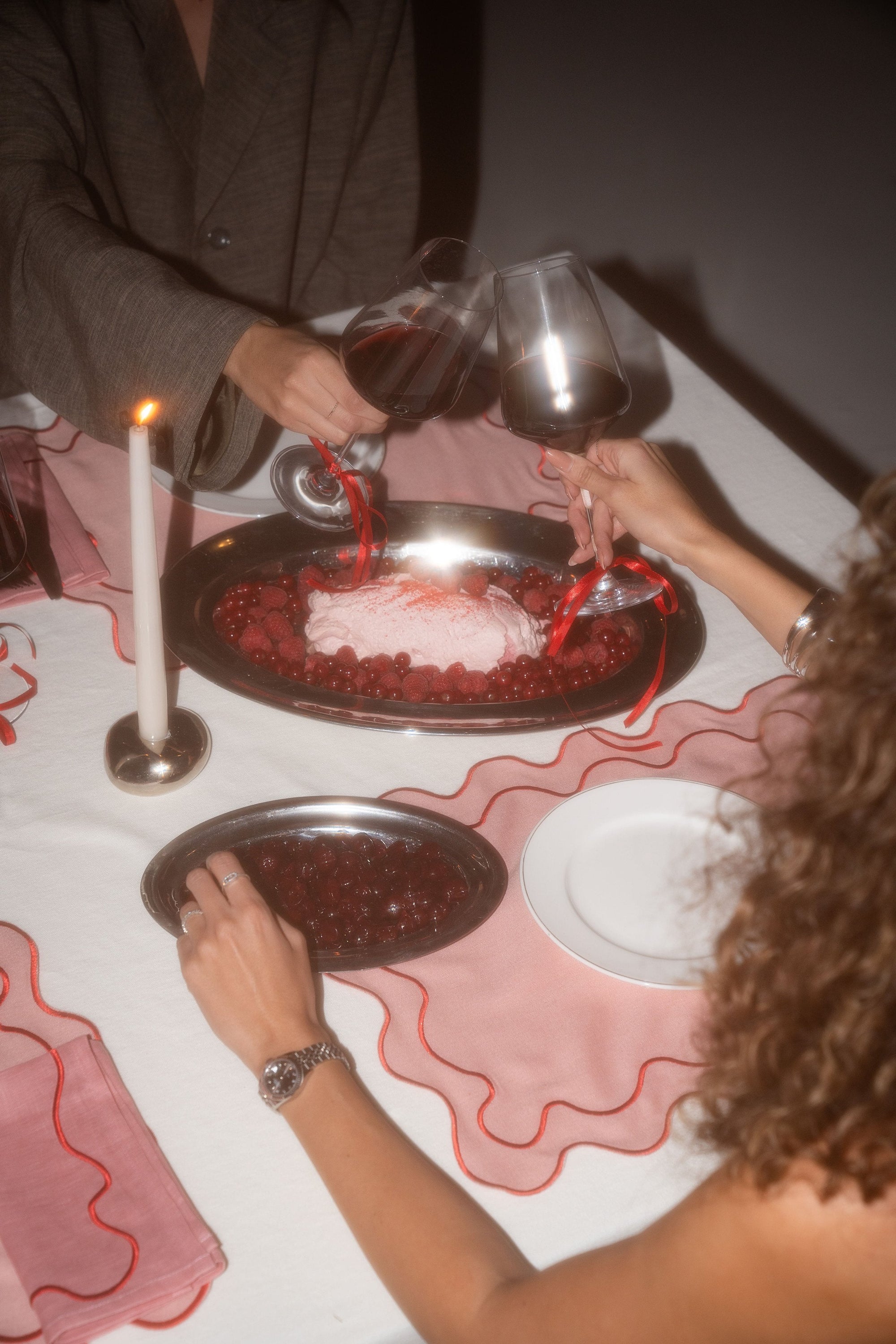 Wavy Placemats Pink/Red - Set of 2