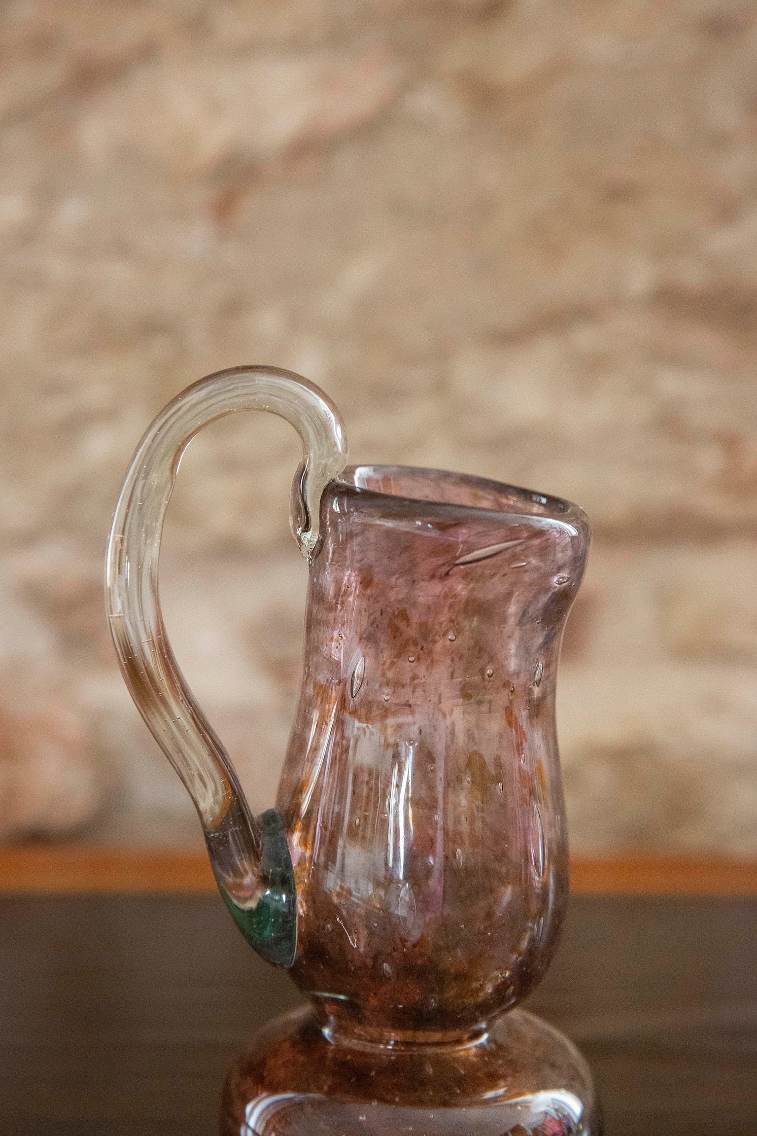 Blown Glass Amphora Vase, Purple and Brown Slim
