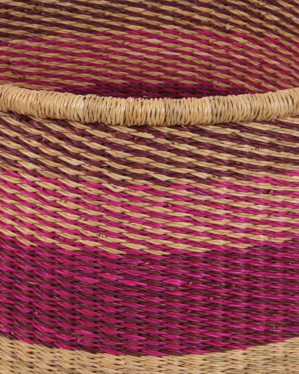 NANYAMKA: Small Pink, Purple Floor Storage Basket With Handles