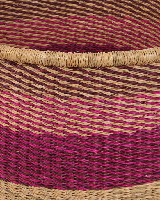 NANYAMKA: Small Pink, Purple Floor Storage Basket With Handles
