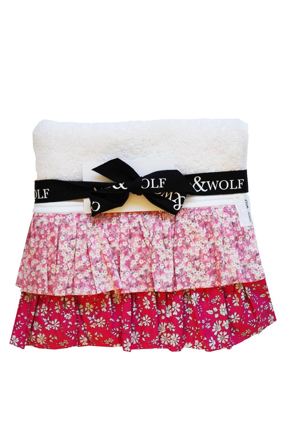 Ruffle Edge Towel Made With Liberty Fabric Mitsi Valeria & Capel Fuchsia Pink