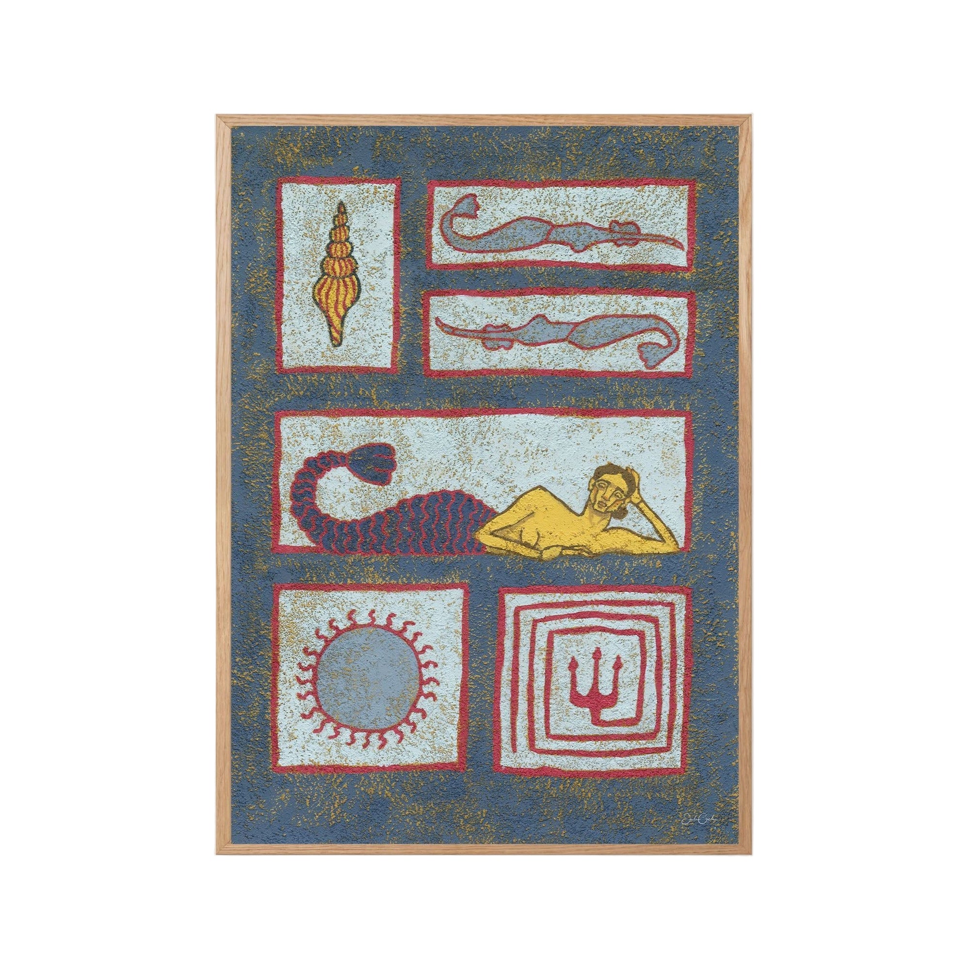Mythical Mosaic II - Mermaid Wall Art Print-