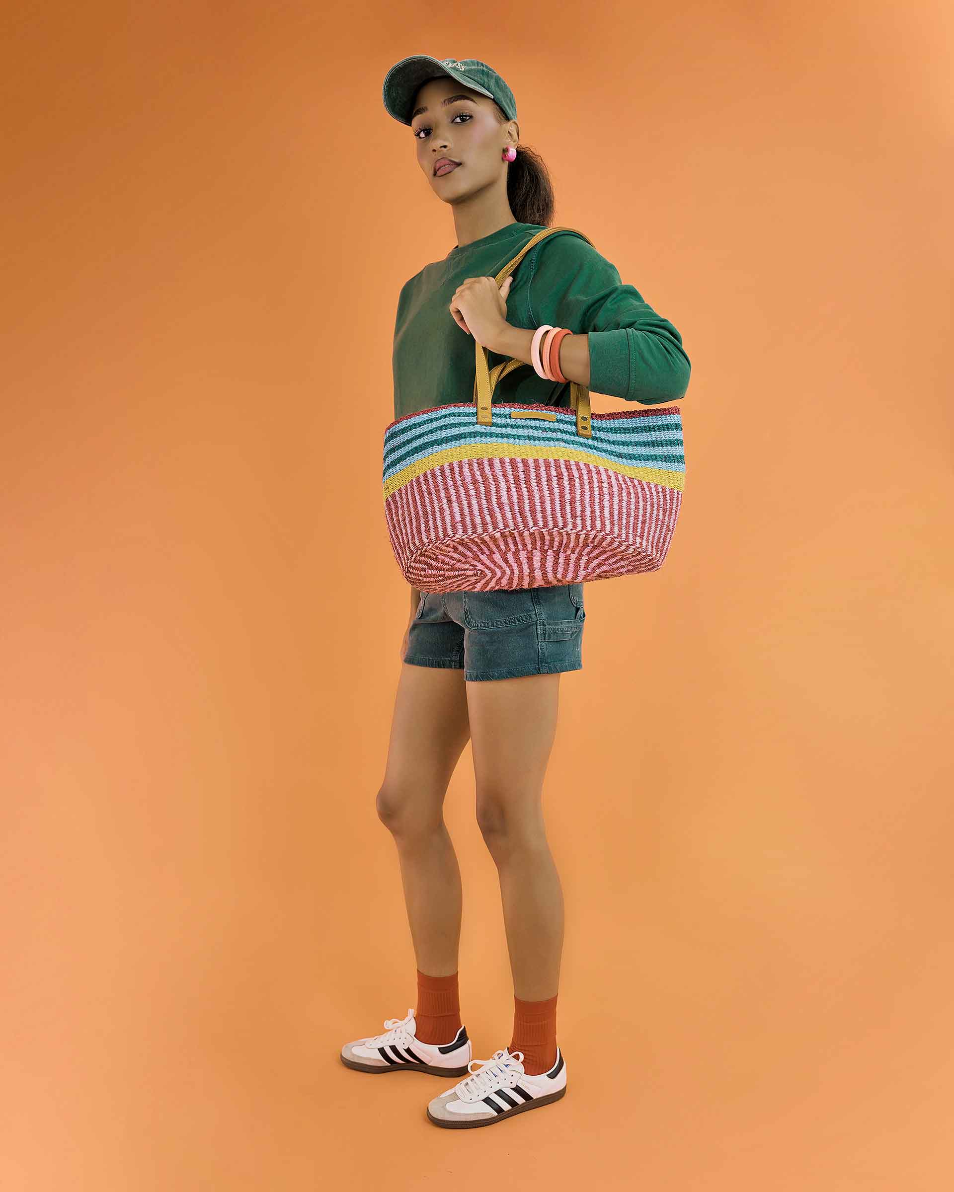 BINAFSI: Sports Luxe Multi-Tone Patterned Sisal Shopper