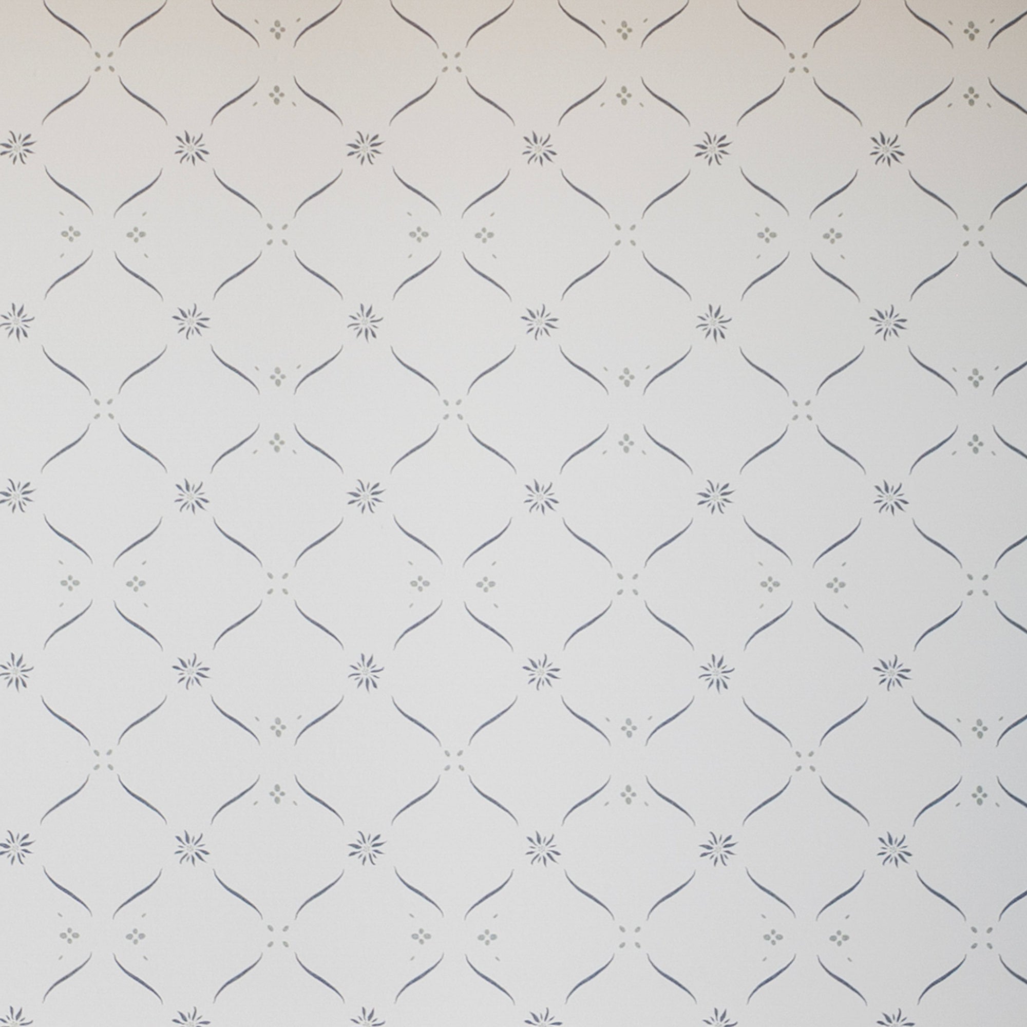 Edelweiss Trellis Wallpaper - Loden Blue and Alpine Green on White