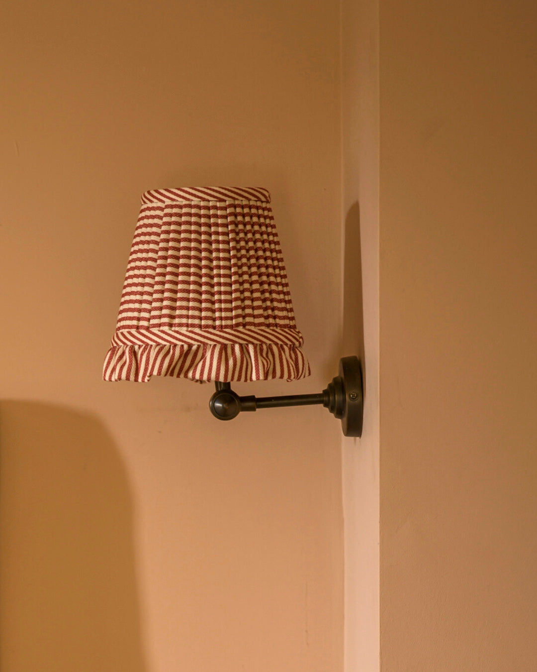The Fine Horizontal Stripe in Crabapple Wall Light Lampshade