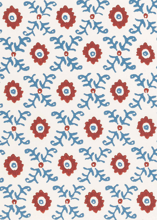 Folk Flower Mini Lampshade - Red / Blue