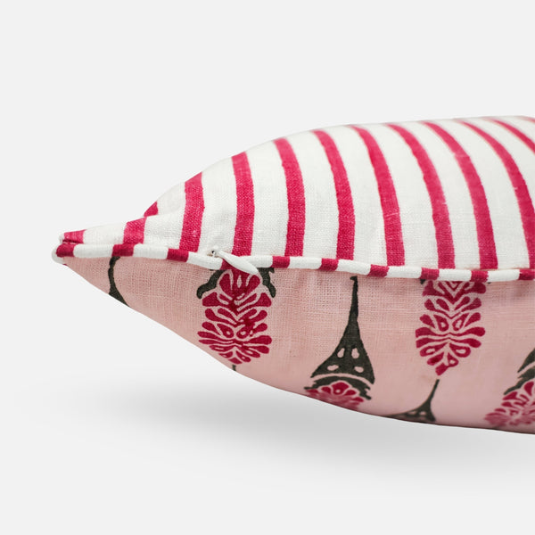 Bahaar Lumbar Throw Pillow Cover - Pink