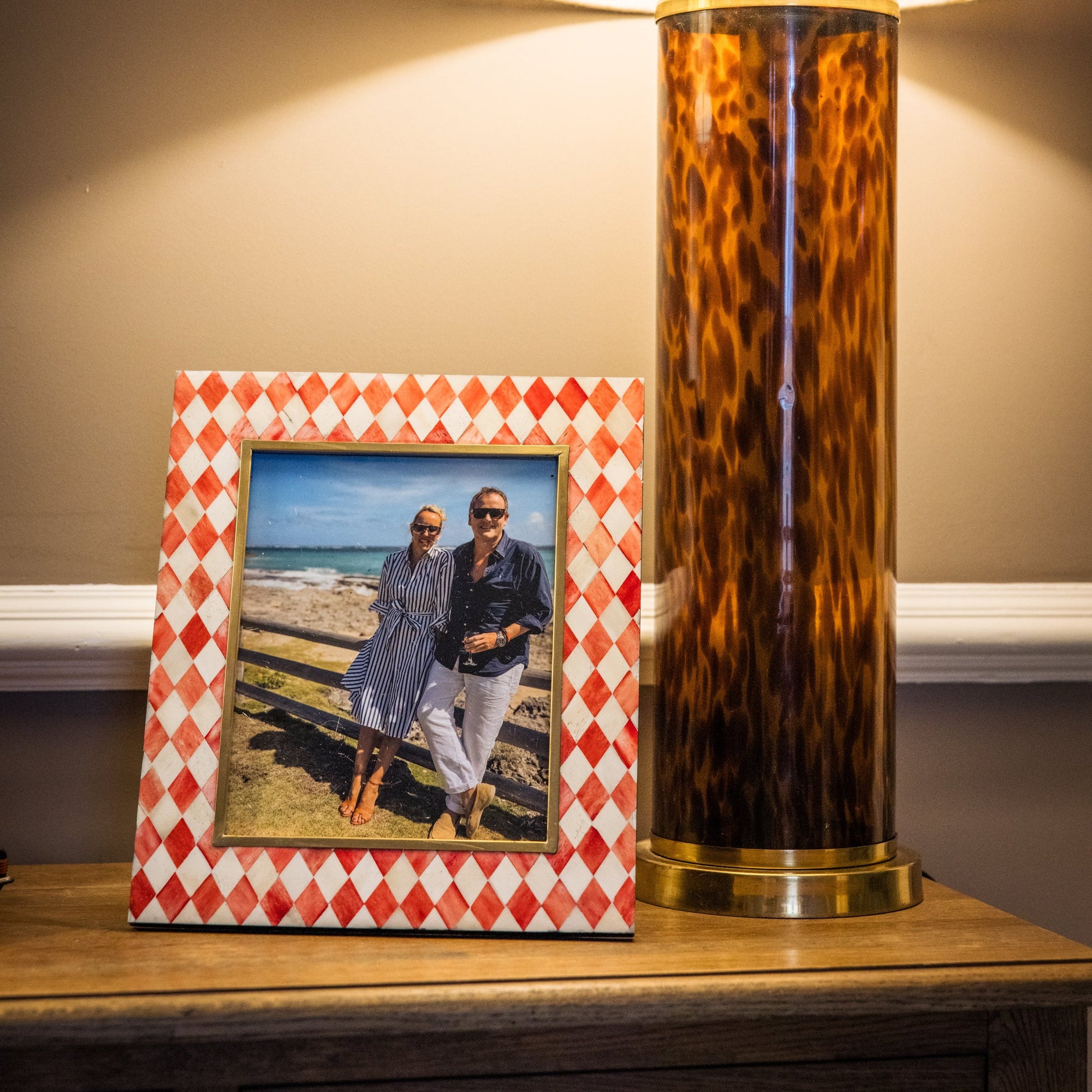 Large Photo Frame | Red & White | Harlequin