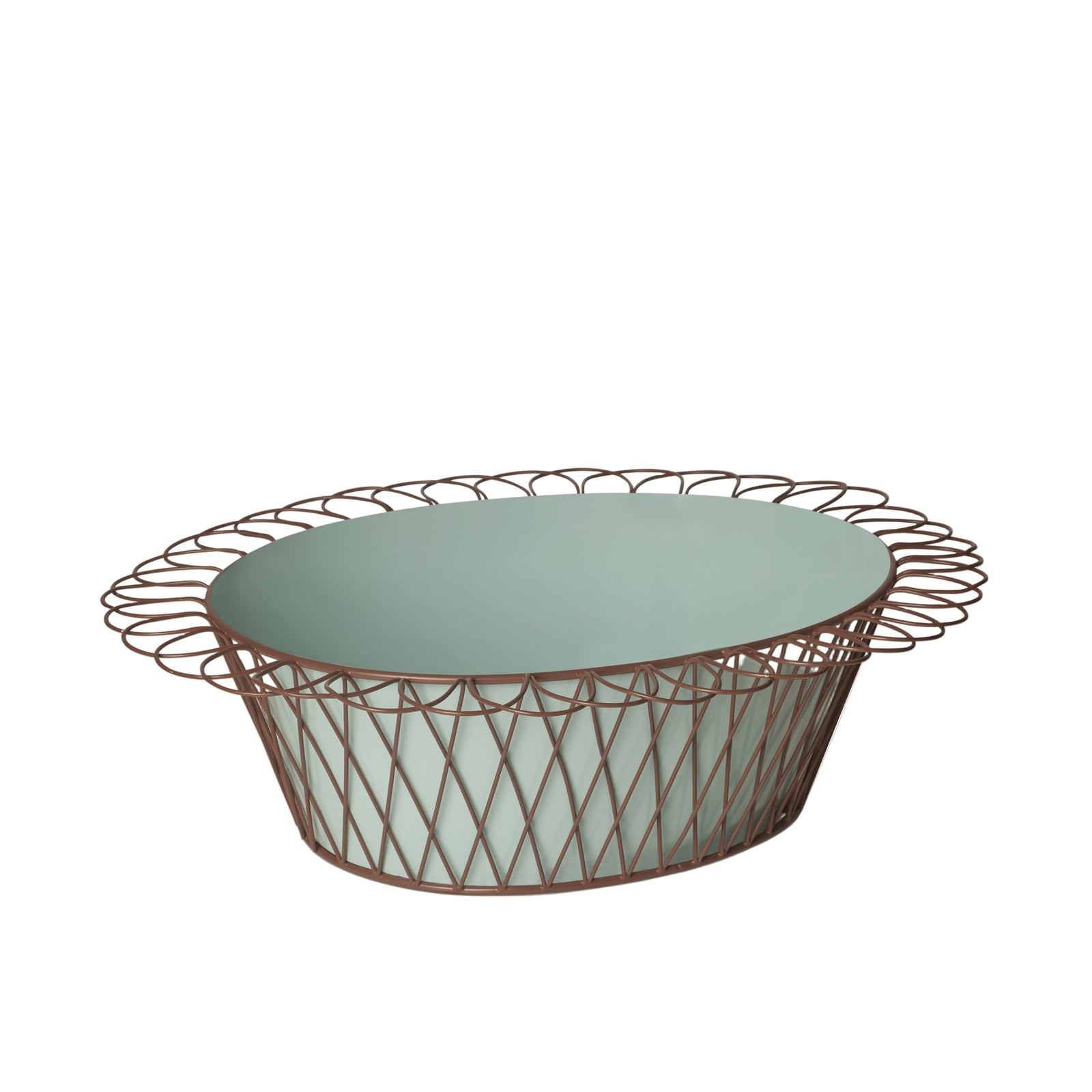 Wire Basket Planter | Powder Blue & Chocolate