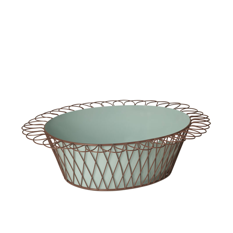 Wire Basket Planter | Powder Blue & Chocolate