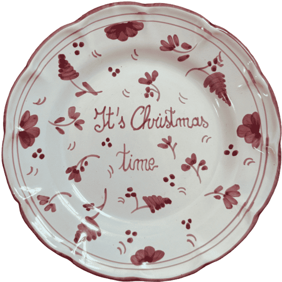 20cm Plate It's Christmas Time - Bordeaux