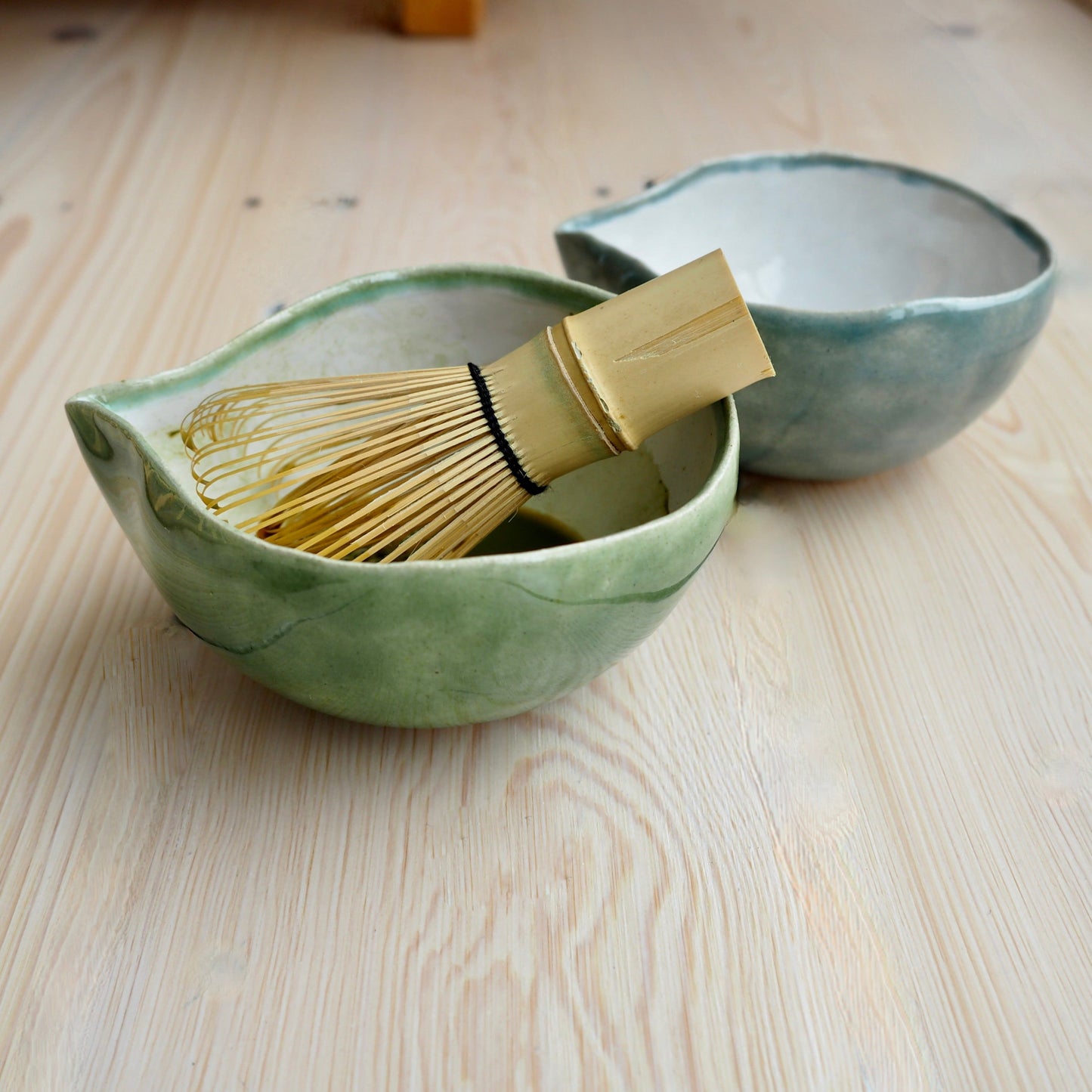 Handmade Green Ceramic Matcha Mixing Jug / Bowl
