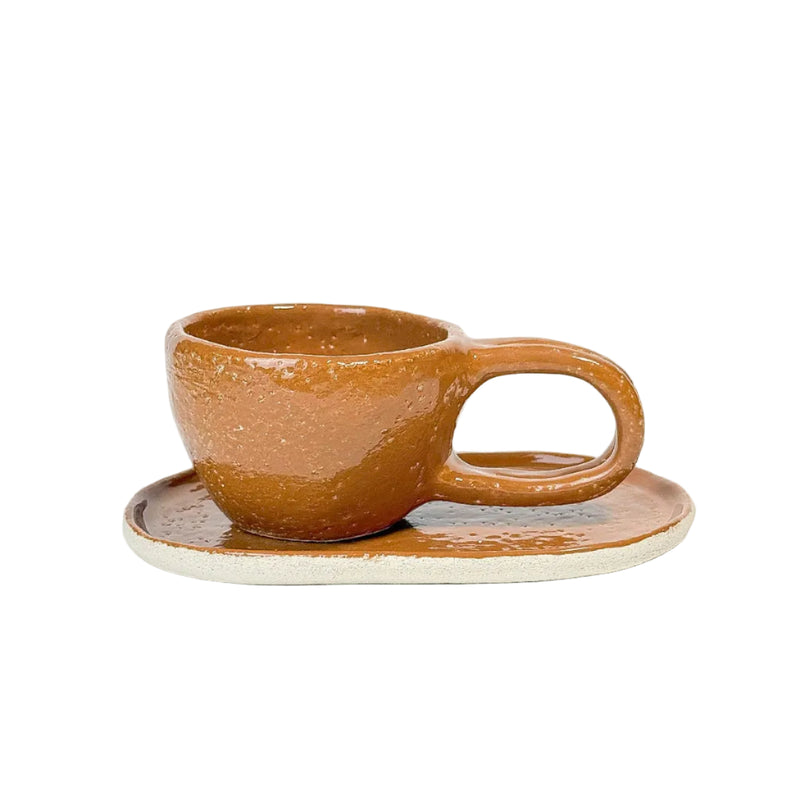 Handmade Ceramic Mug with Oval Plate