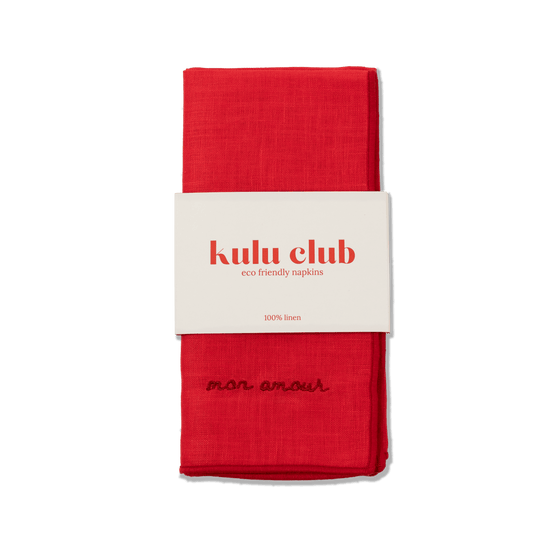 Mon Amour Linen Napkins Red - Set of 2