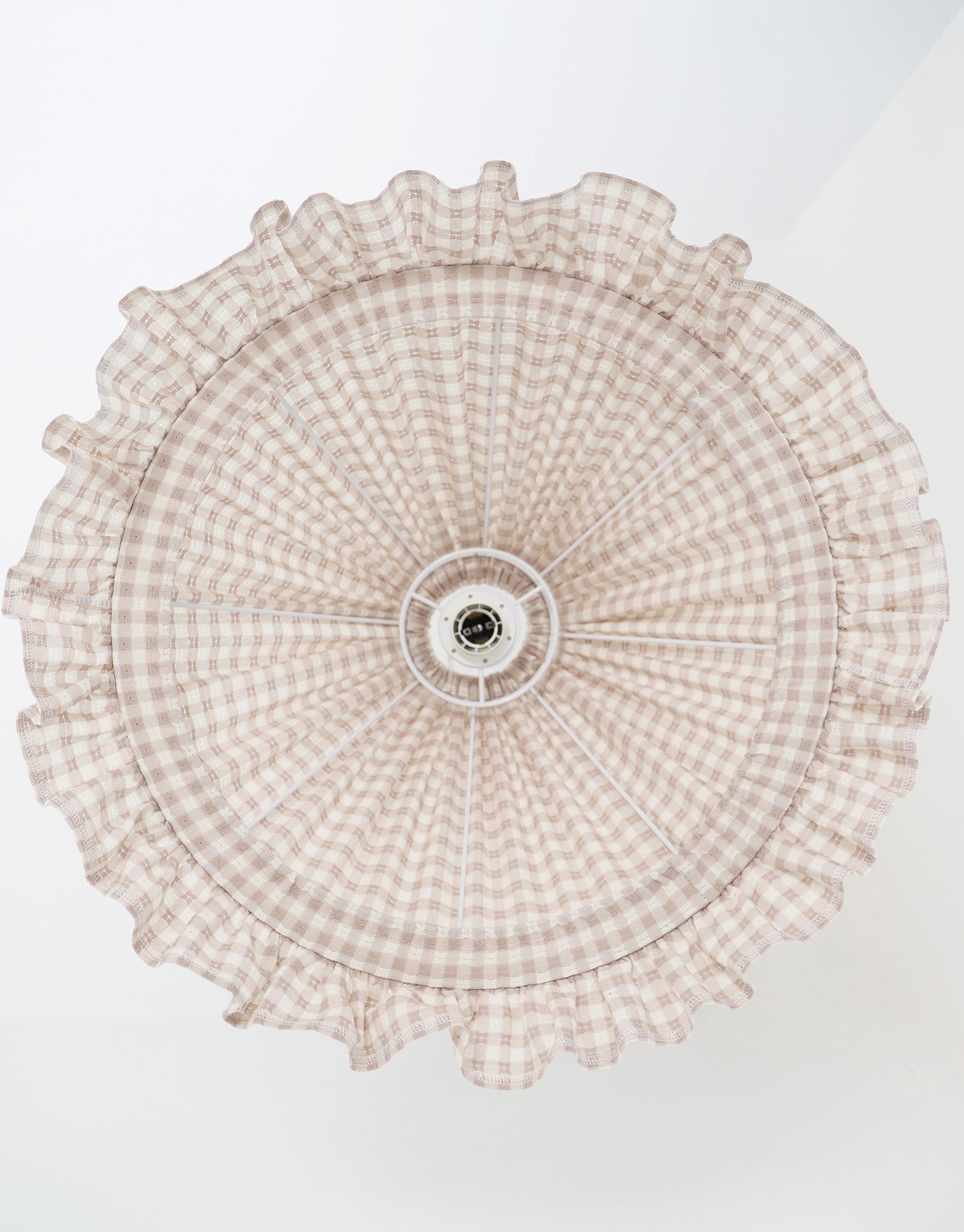 Conical Pendant Light With Ruffle Emilia “Petits Carreaux Beige”