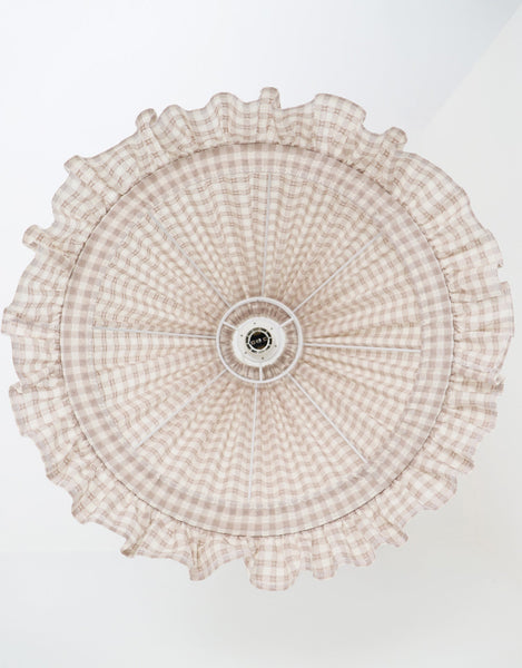 Conical Pendant Light With Ruffle Emilia “Petits Carreaux Beige”