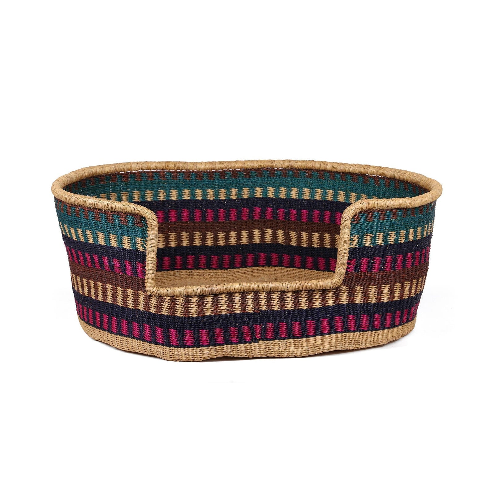 EHI: Aqua, Pink and Brown Dog Basket - Large