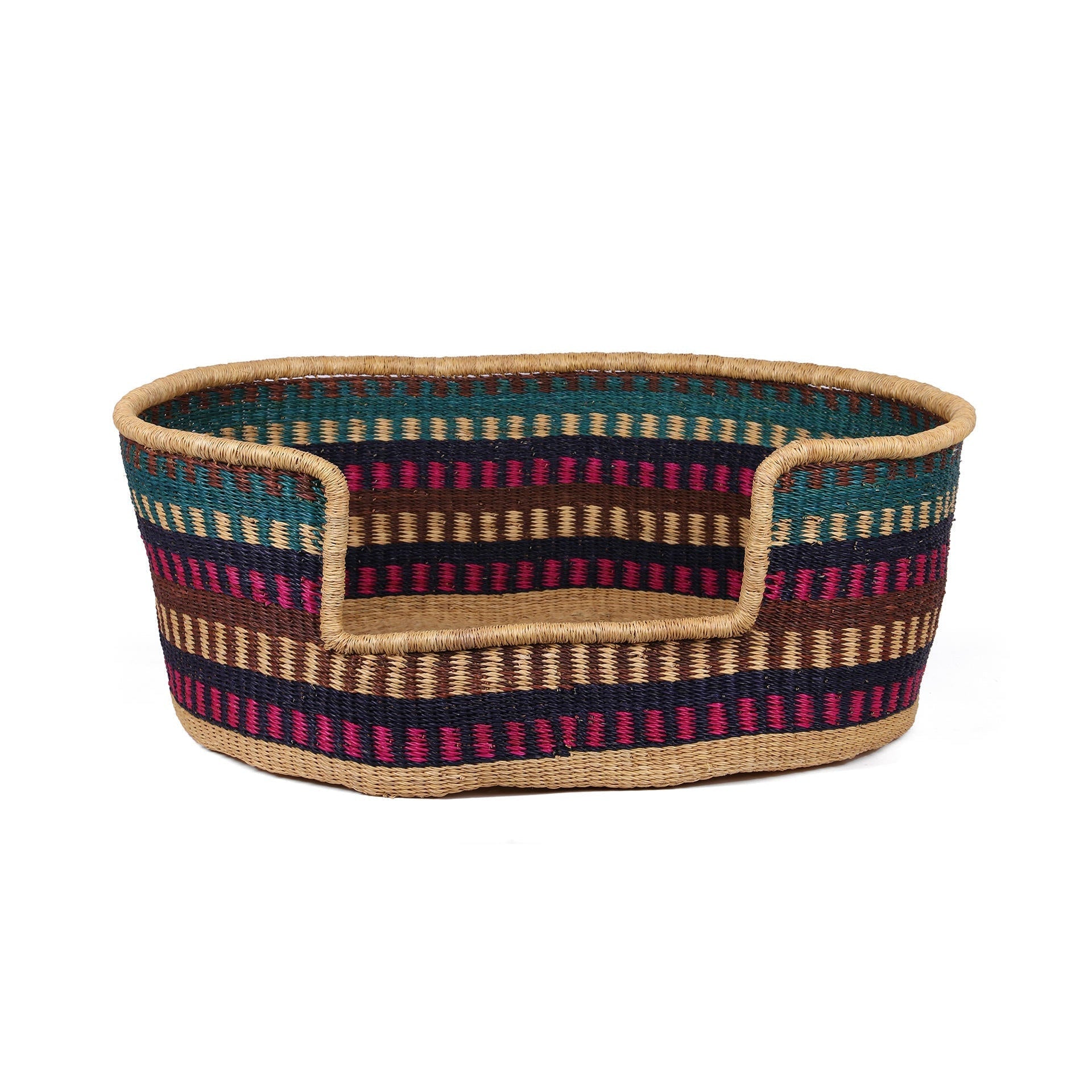EHI: Aqua, Pink and Brown Dog Basket - Large