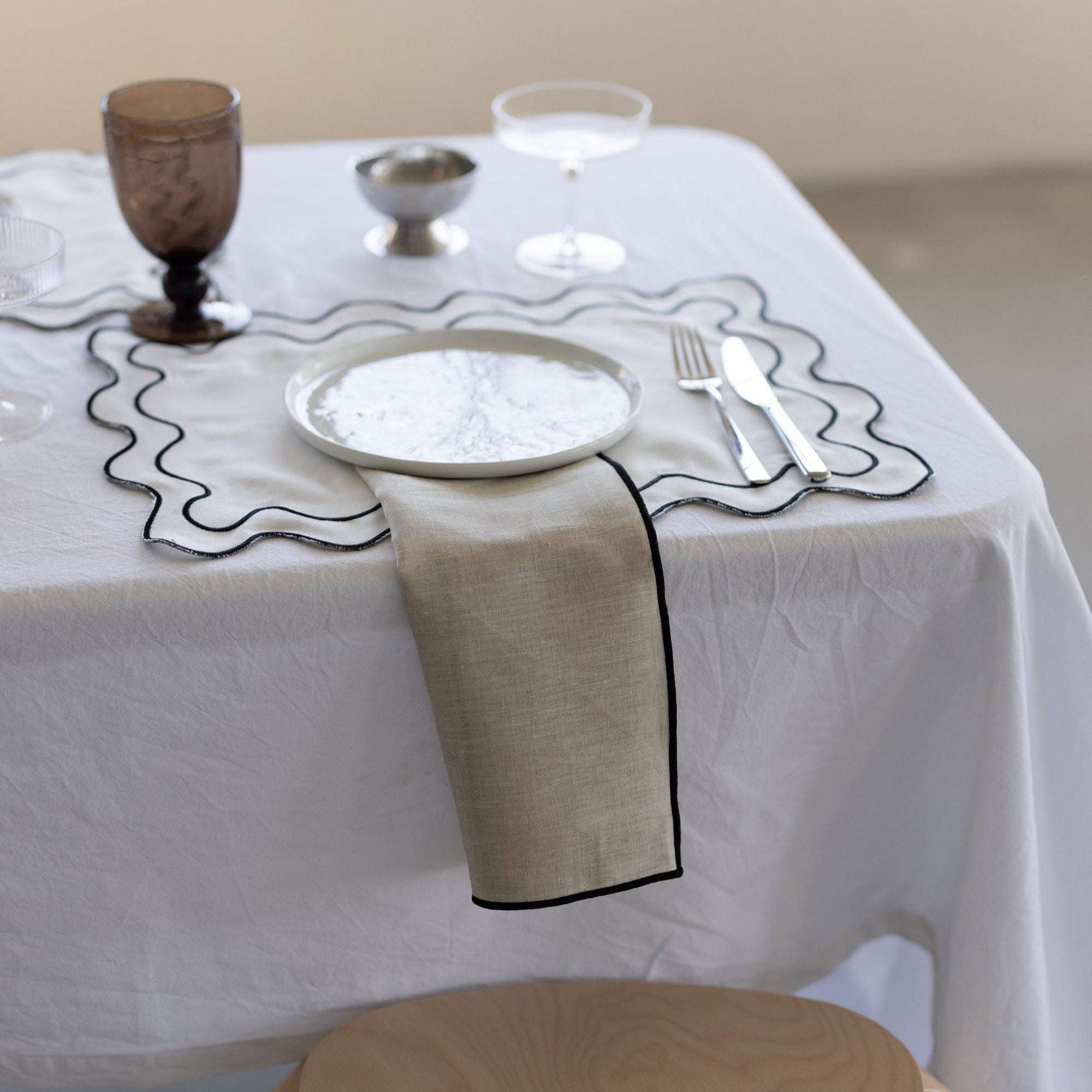 Beige Linen Napkins - Set of 2