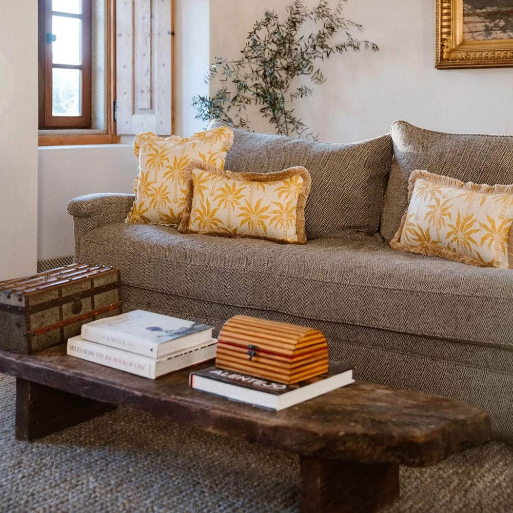 Cushion Laura Mustard & Ecru (50x30cm)