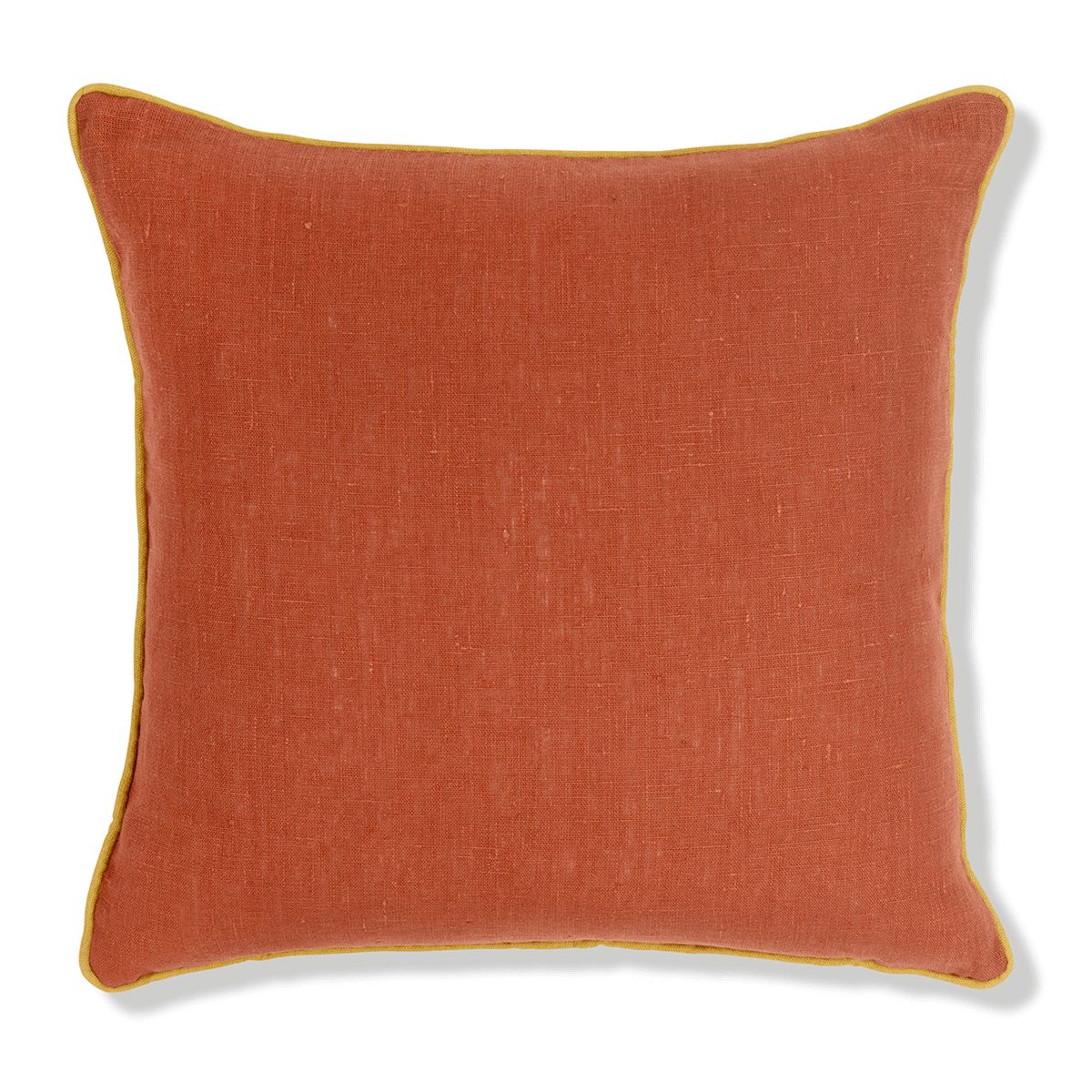 Terracotta Cushion with Ochre Piping