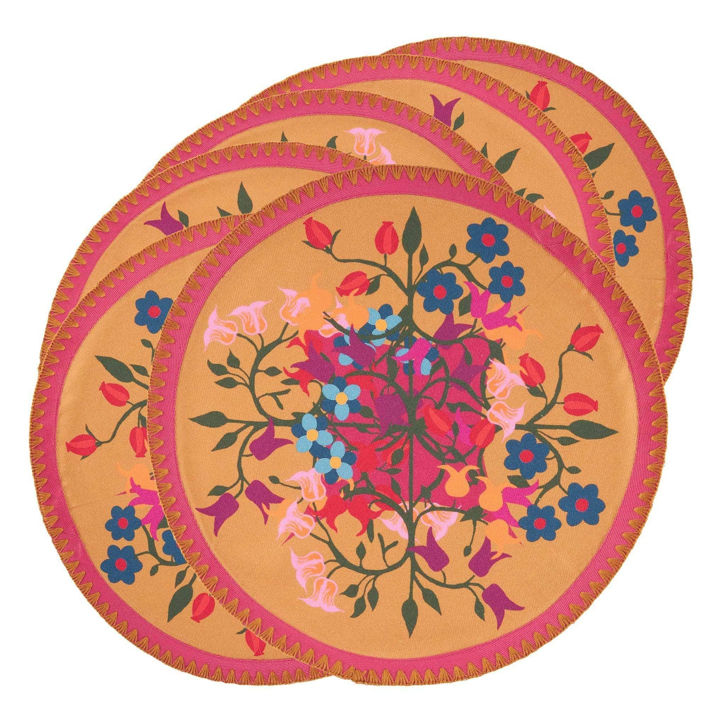 Placemats Blumen Round Orange Placemats | Set of 6