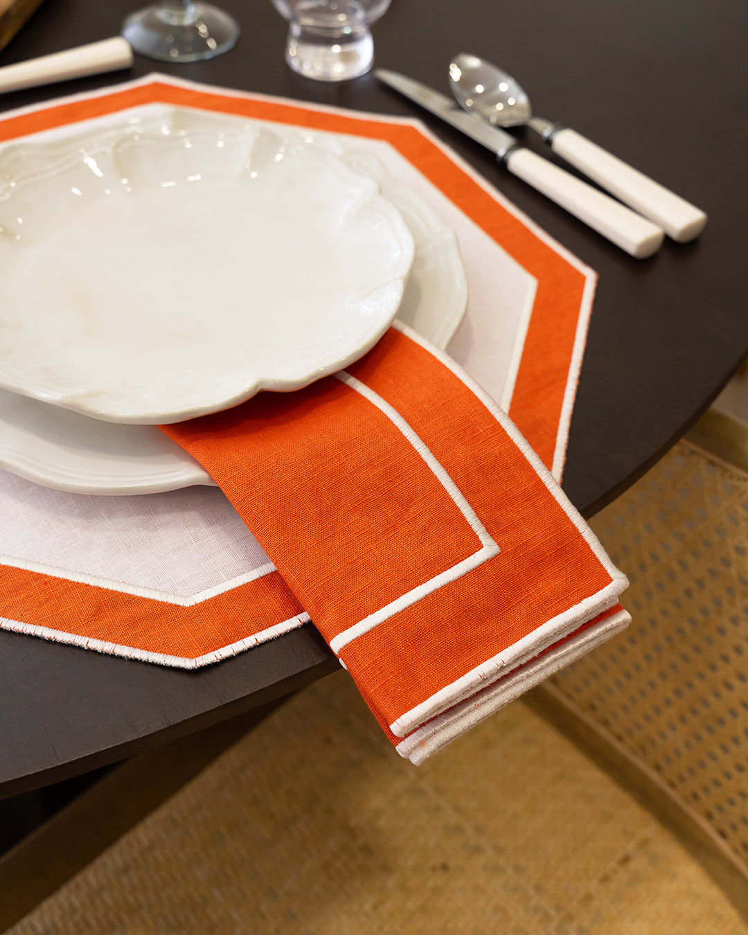 Douro Napkin, Orange with White