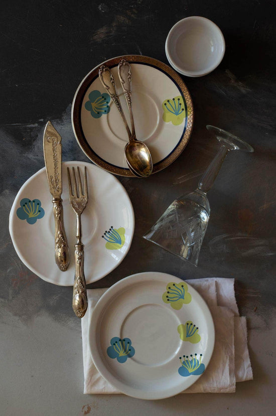 Green Flower Ceramic Sticker Set