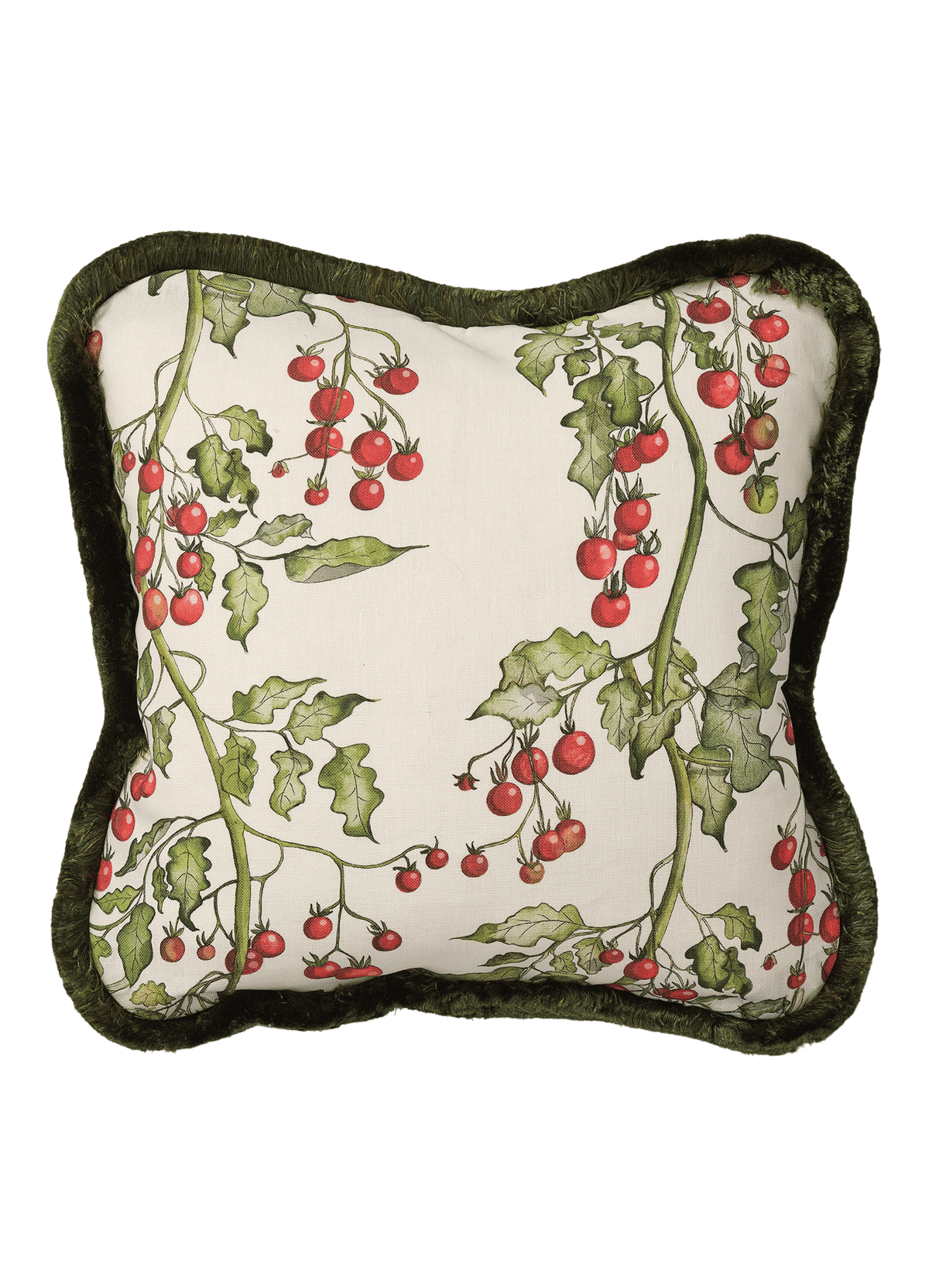 Square Tomato Vine Cushion with Trim