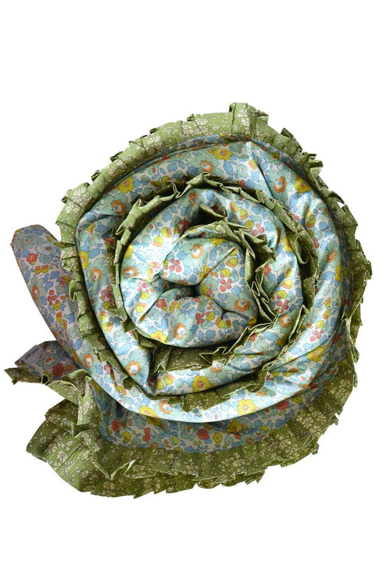 Reversible Ruffle Edge Heirloom Quilt Made With Liberty Fabric Betsy Sage & Capel Pistachio