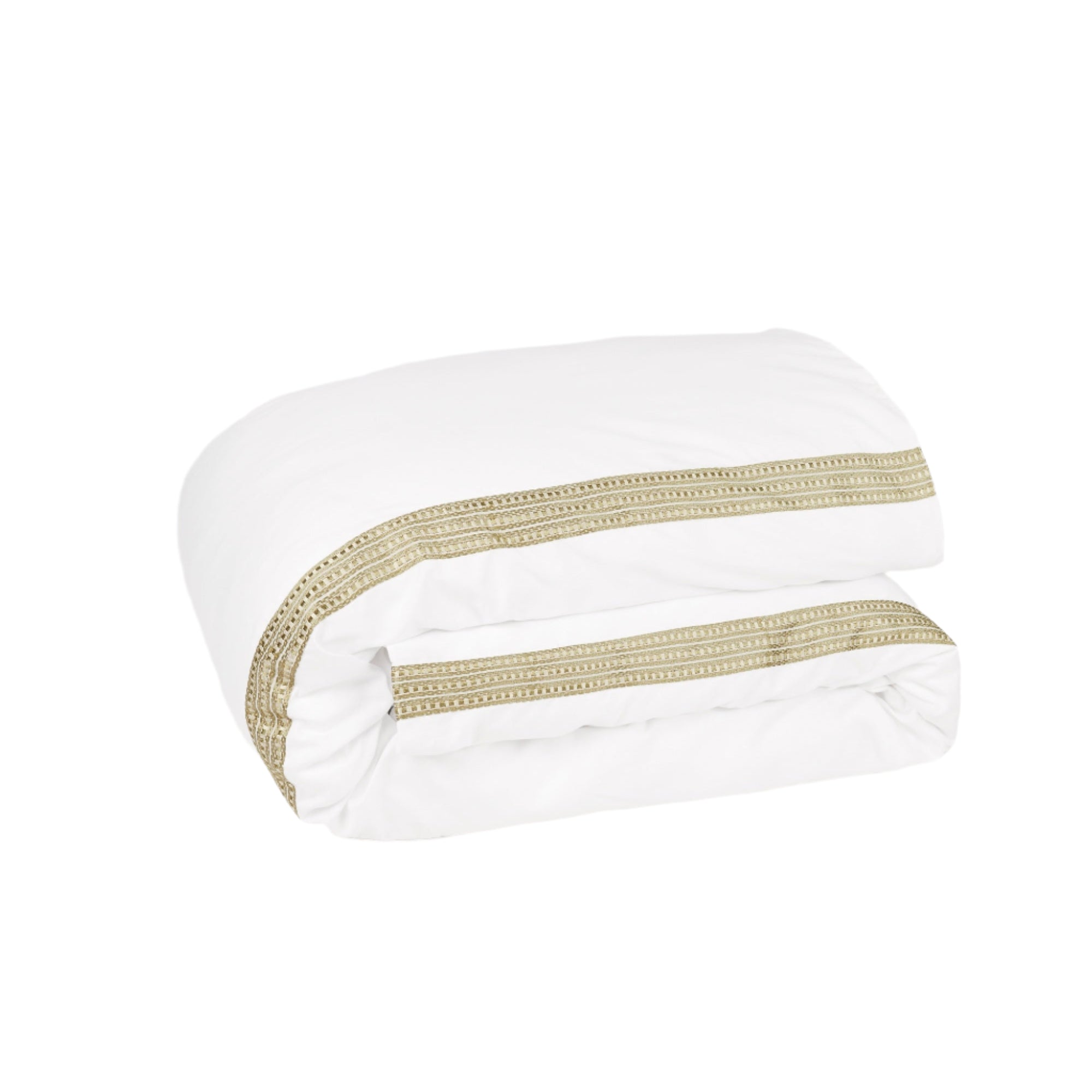 Raha Embroidered Duvet Cover - Classic White & Green