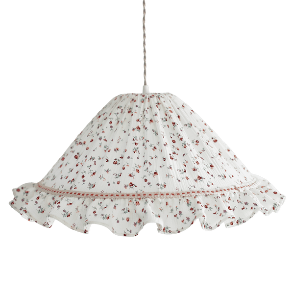 Emilia Conical Pendant Light with Ruffle in ‘Tiny Flowers’ Print