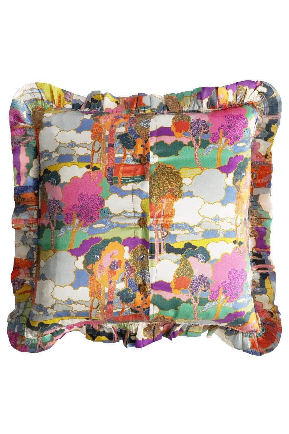 Silk Ruffle Cushion Made With Liberty Fabric Prospect Road