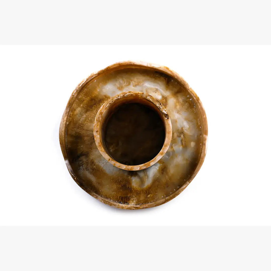 Scallop Resin Cake Stand, Brown  - 9.5x4.5 Inches