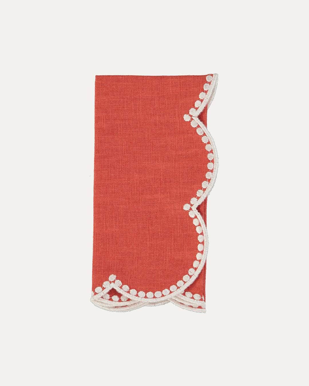 Drops Napkin, Terracotta with White