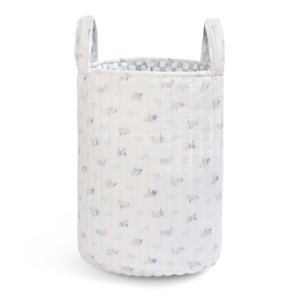 Large Quilted Storage Basket - Coastline / Waves