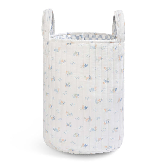 Large Quilted Storage Basket - Coastline / Waves