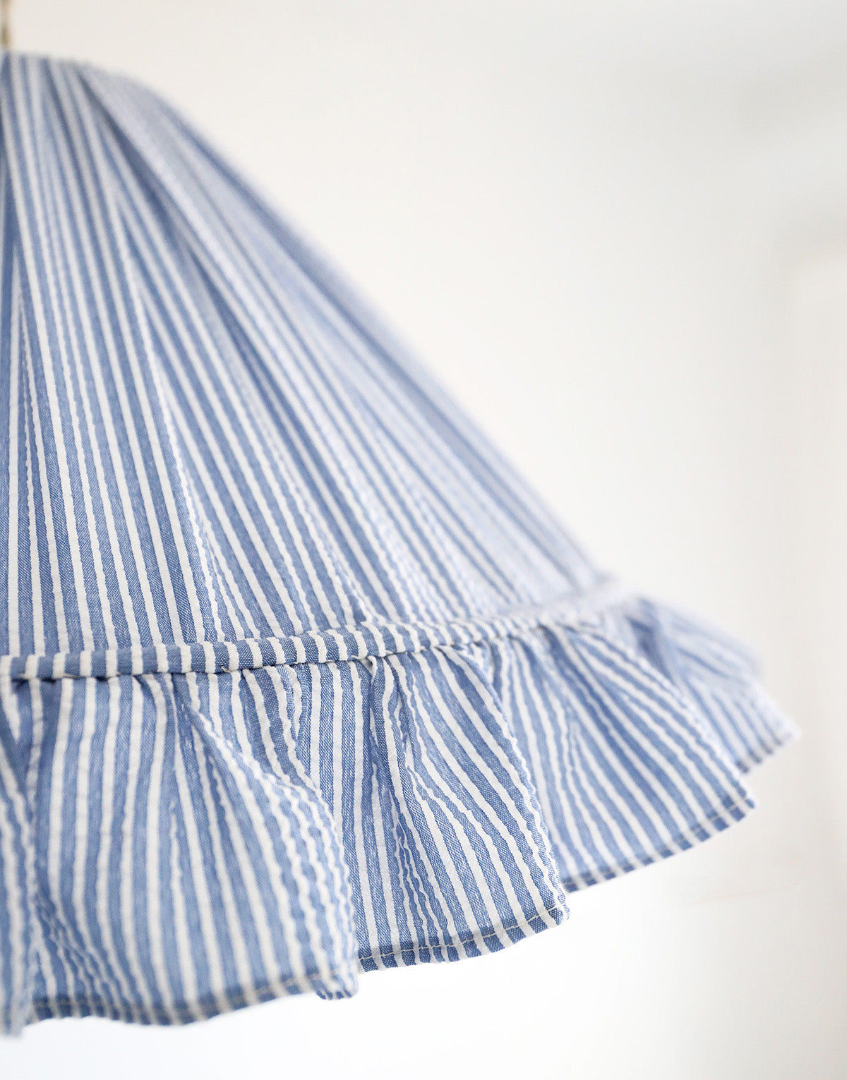 Emilia "Marina" Conical Pendant Light with Fine Stripes and Ruffles