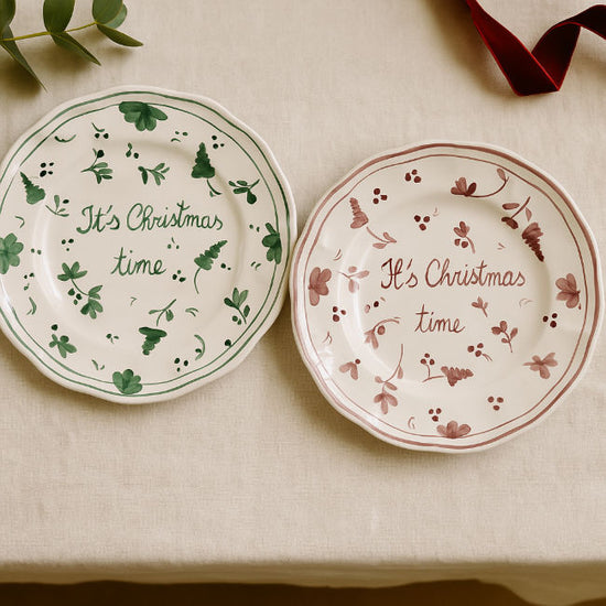 20cm Plate It's Christmas Time - Green
