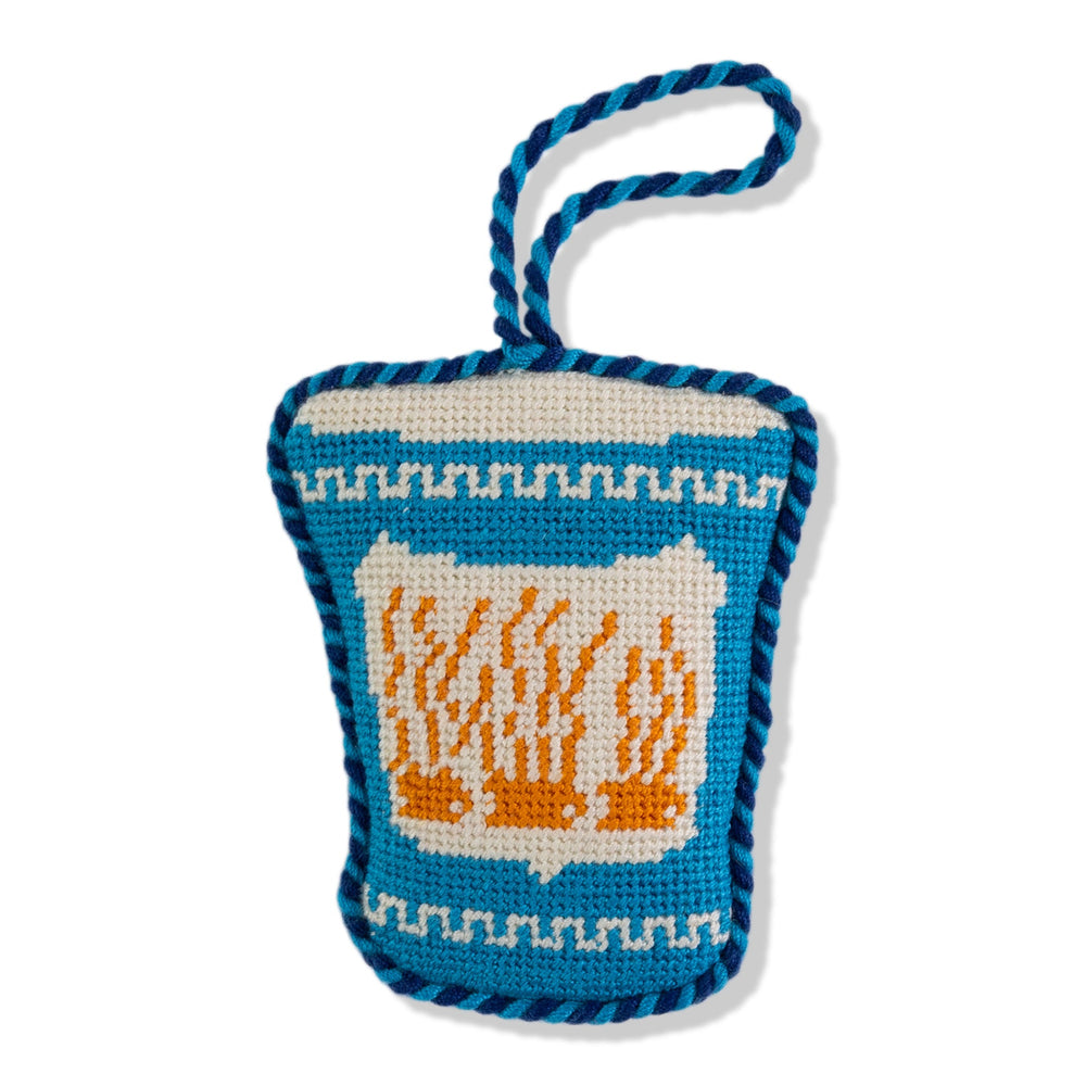 Needlepoint Icon Ornament - Coffee Cup