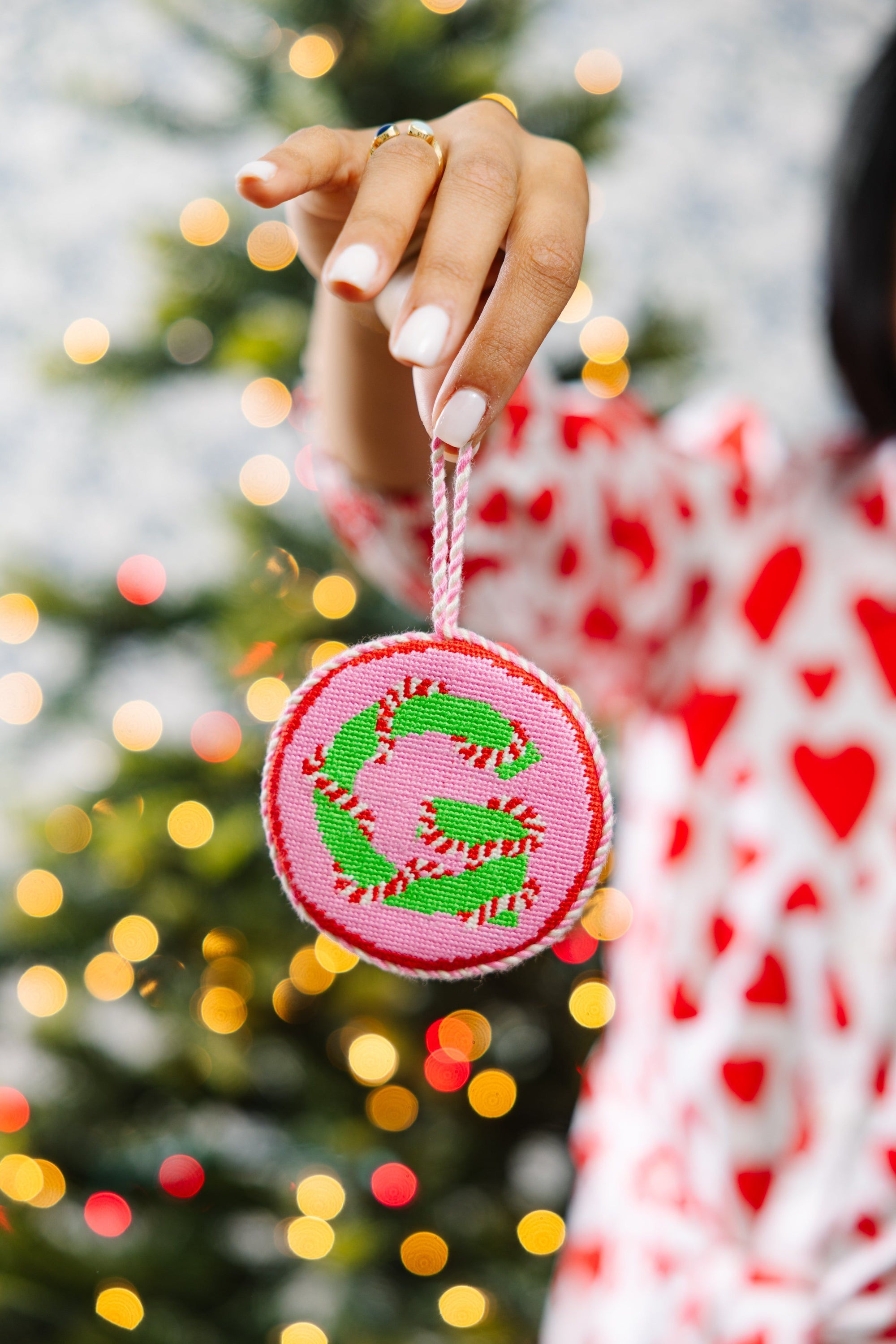 Needlepoint Monogram Ornament - G
