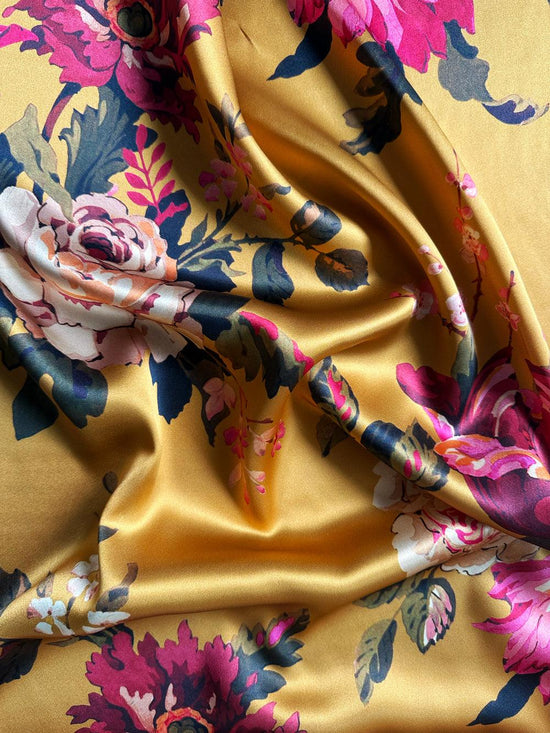 Silk Pillowcase Made With Liberty Fabric Stately Kristina Mustard Gold